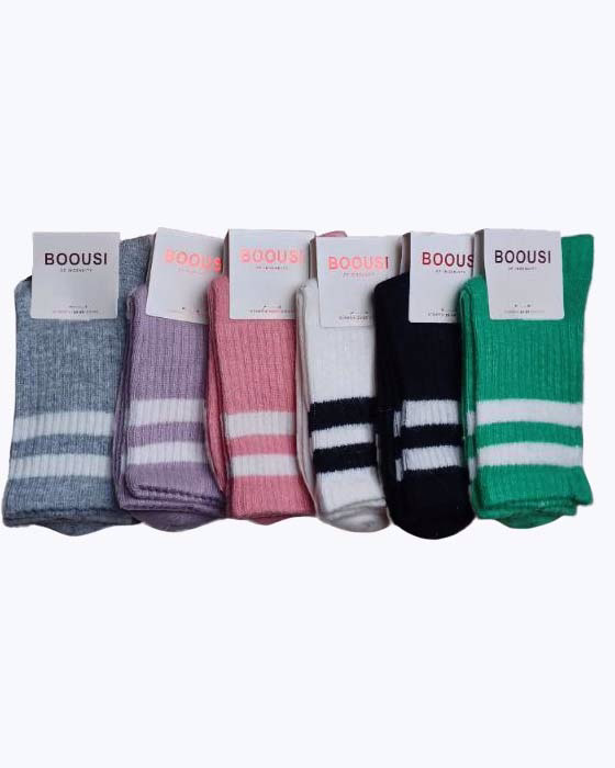 جوراب ساقدار زنانه طرح دو خط BOOUSI