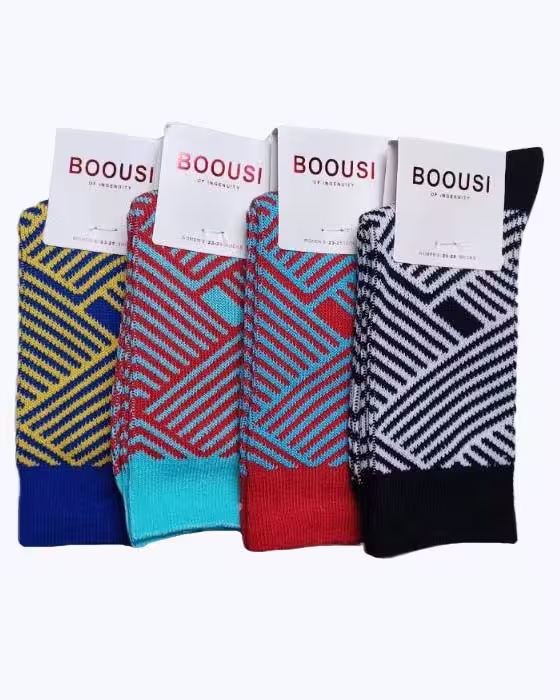 جوراب ساقدار زنانه طرح خط اوریب BOOUSI