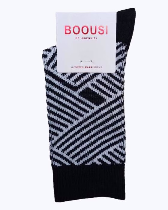 جوراب ساقدار زنانه طرح خط اوریب BOOUSI
