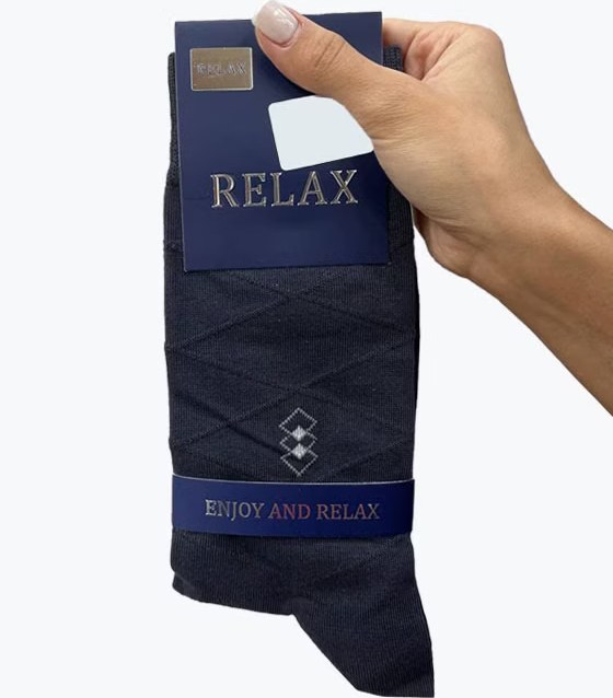 جوراب ساقدار نخی طرح لوزی برجسته RELAX