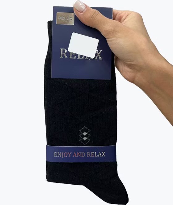 جوراب ساقدار نخی طرح لوزی برجسته RELAX